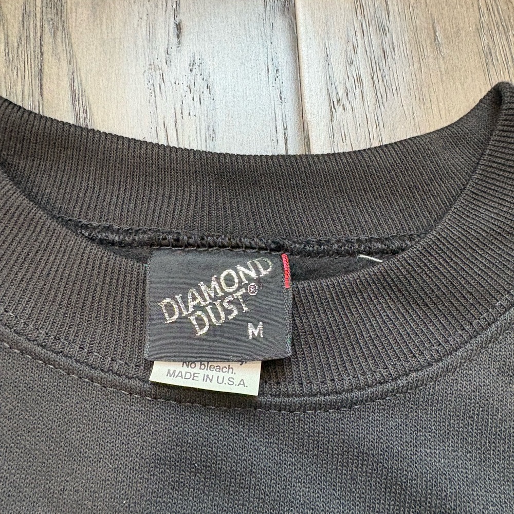 💕 Vintage💕 Diamond Dust Black Crew Neck Sweatshirt Sparkly Graphic Design - Picture 4 of 6